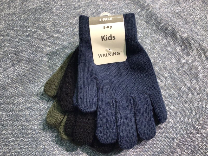 Hansker 3-pk - Str 5-8  år