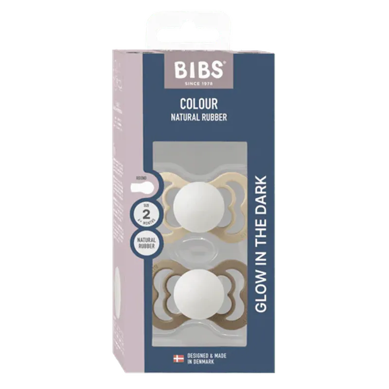 BIBS Supreme GLOW 2-pk Silicone - Vanilla/Dark Oak