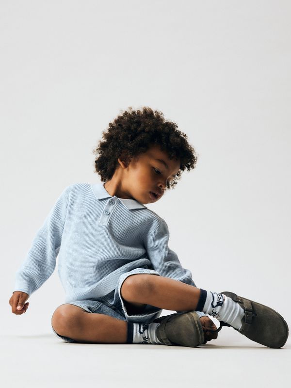 Name It Fikal Loose Knit Polo - Blue Fog 