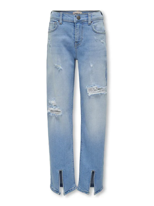KogAstrid wide dest slit dnm - Light Blue Denim
