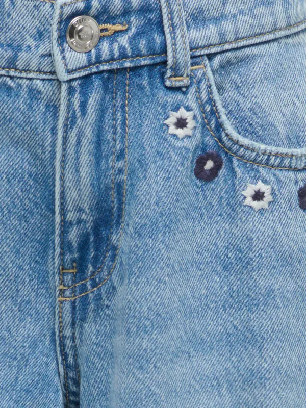 Kids Only Mimi HW Wide Fold Up Jeans - Light Blue Denim