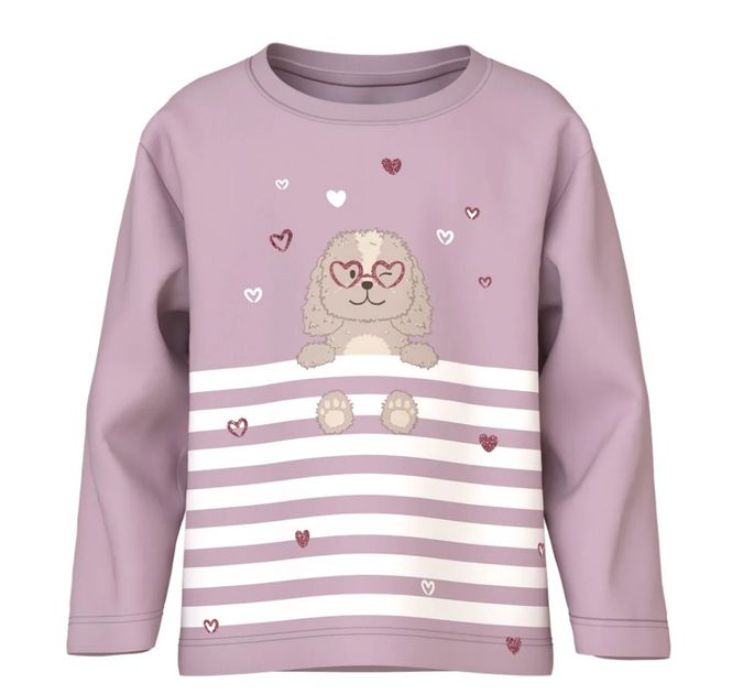 Hovedbilde NmfValiane ls nreg top - Dawn Pink/Dog heart
