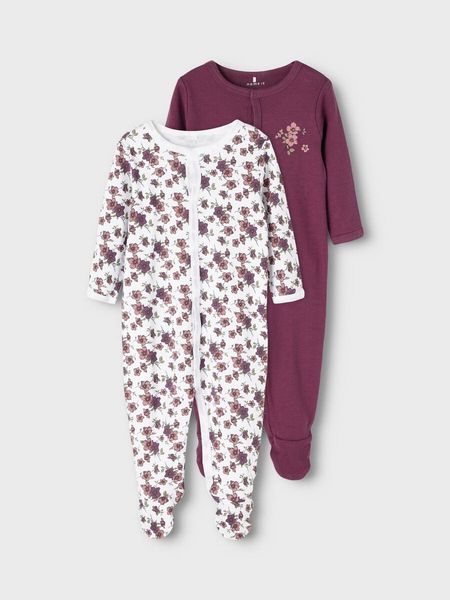Hovedbilde NbfNightsuit 2p med fot - Prune Purple