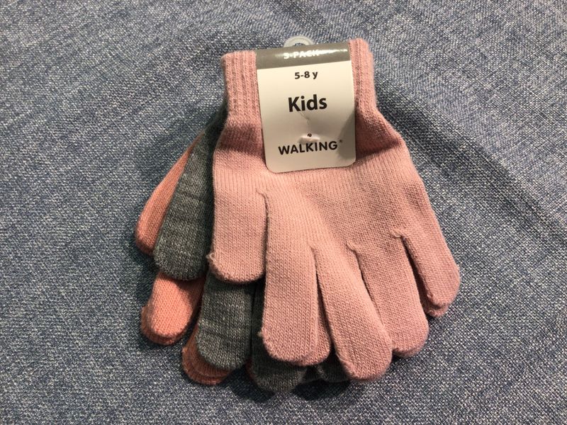 Hansker 3-pk - Str 5-8  år