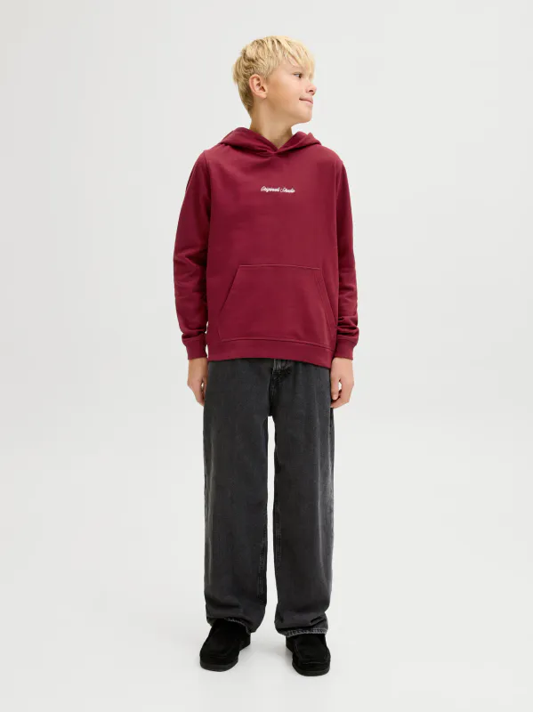 JorNorrebro emb sweat hood jnr - Tibetan Red